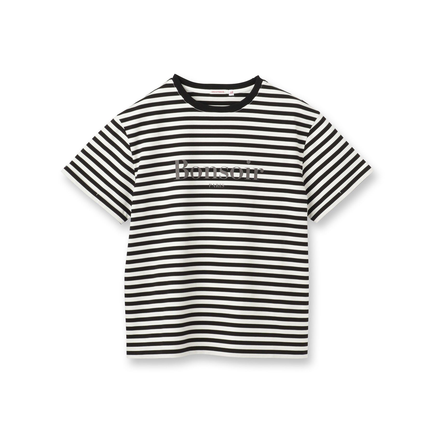 DRESSTERIOR「【接触冷感／抗菌防臭／消臭】アイスクリアコットンBonsoirロゴボーダーTシャツ」|Tシャツ・カットソー|