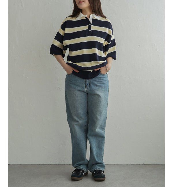 VENCE share style「シャツ襟 半袖ポロニット」|シャツ・ブラウス|