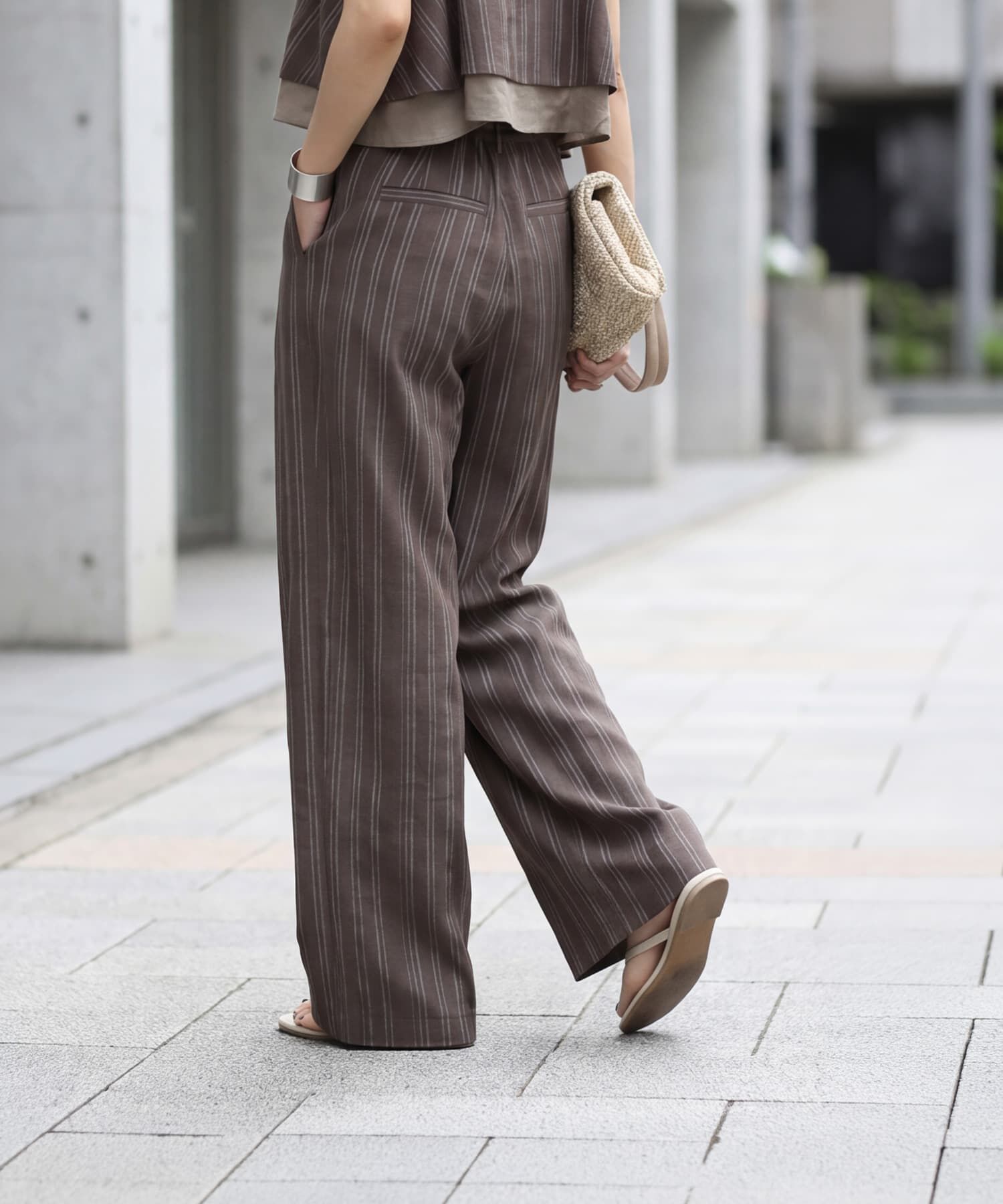 STYLE DELI「麻調ストライプ柄セットアップ」|キャミソール|