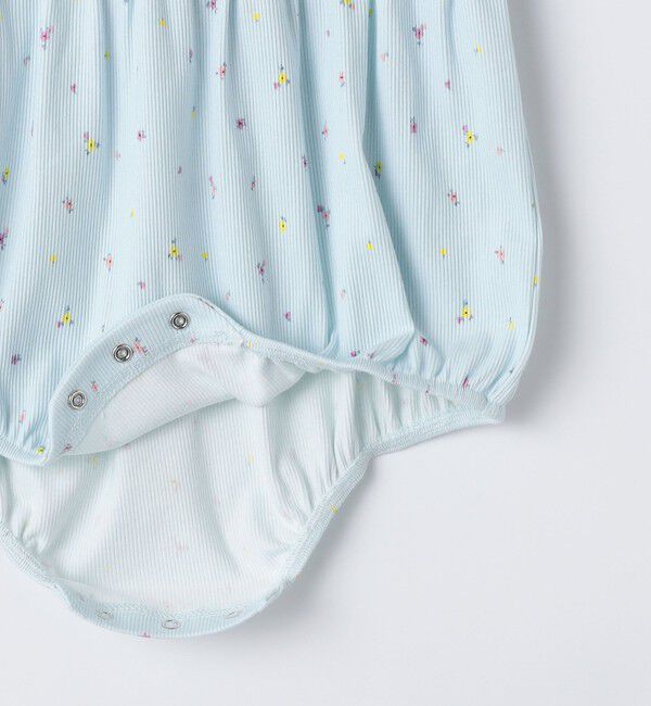 SHIPS KIDS「SHIPS KIDS:70～80cm /フラワー テキスタイル リブ ロンパース」|ロンパース|