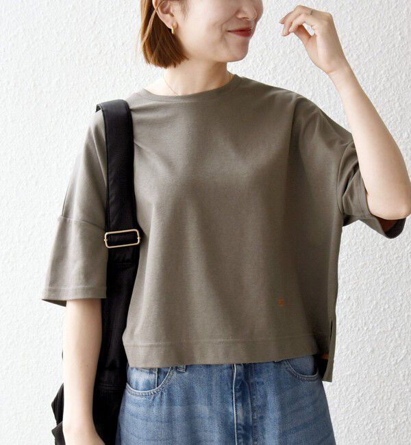 SHIPS any「《予約》SHIPS any:〈手洗い可能〉リバークロス ハーフ スリーブ ワイド TEE」|Tシャツ・カットソー|