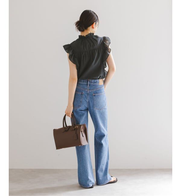 NOBLE「《WEB&一部店舗限定・追加》【洗える】シャーリングフリルノースリブラウス」|シャツ・ブラウス|