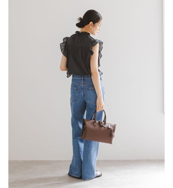 NOBLE「《WEB&一部店舗限定・追加》【洗える】シャーリングフリルノースリブラウス」|シャツ・ブラウス|