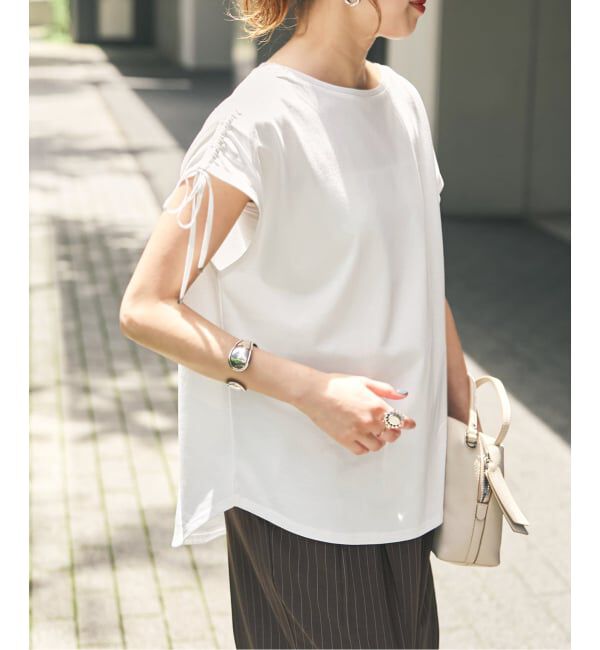 Spick and Span「≪UVカット / 接触冷感≫ UV/Cooltouch ショルダーギャザーT」|Tシャツ・カットソー|