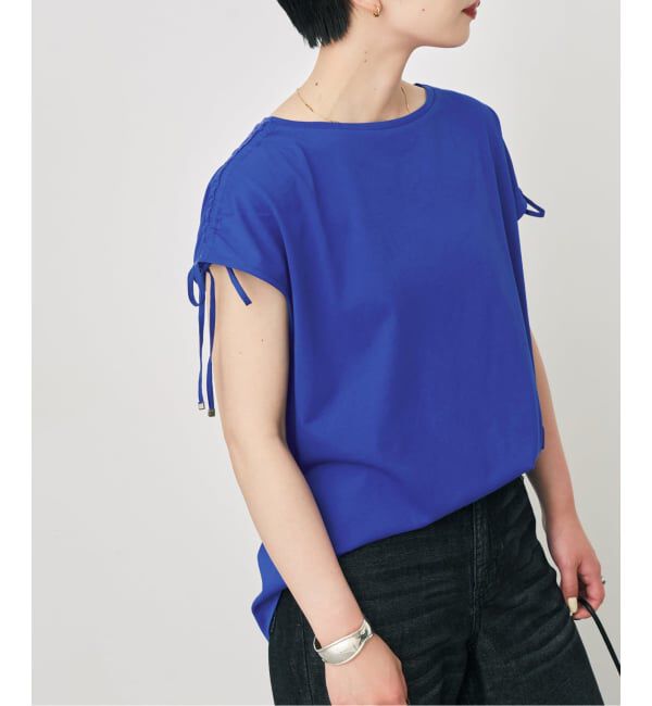 Spick and Span「≪UVカット / 接触冷感≫ UV/Cooltouch ショルダーギャザーT」|Tシャツ・カットソー|ブルー