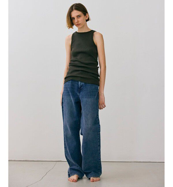 BEIGE,「【BEIGE,ecru/WEB限定・洗える】RIB TOPS /  コットンシルクアメリカンスリーブトップス」|タンクトップ|