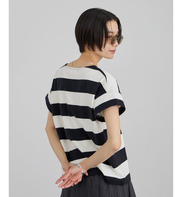 SALON adam et rope'「【WEB限定】フレンチスリーブポンチボーダーTシャツ」|Tシャツ・カットソー|
