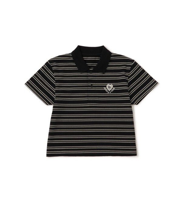 ADAM ET ROPE'「【Chocomoo&times;ADAM ET ROPE'】EX 刺しゅうPOLO」|ポロシャツ|ブラック系(02)