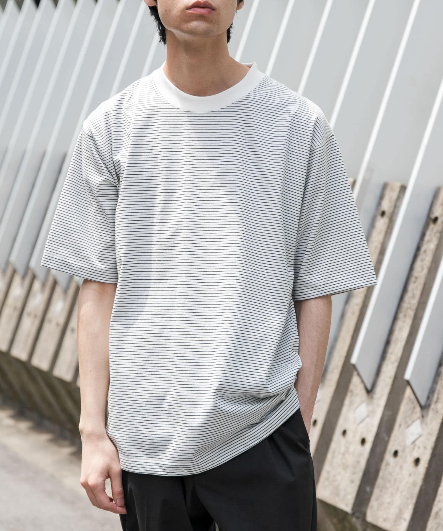 URBAN RESEARCH DOORS「FORK&SPOON　ボーダープレーティングショートスリーブTシャツ」|Tシャツ・カットソー|