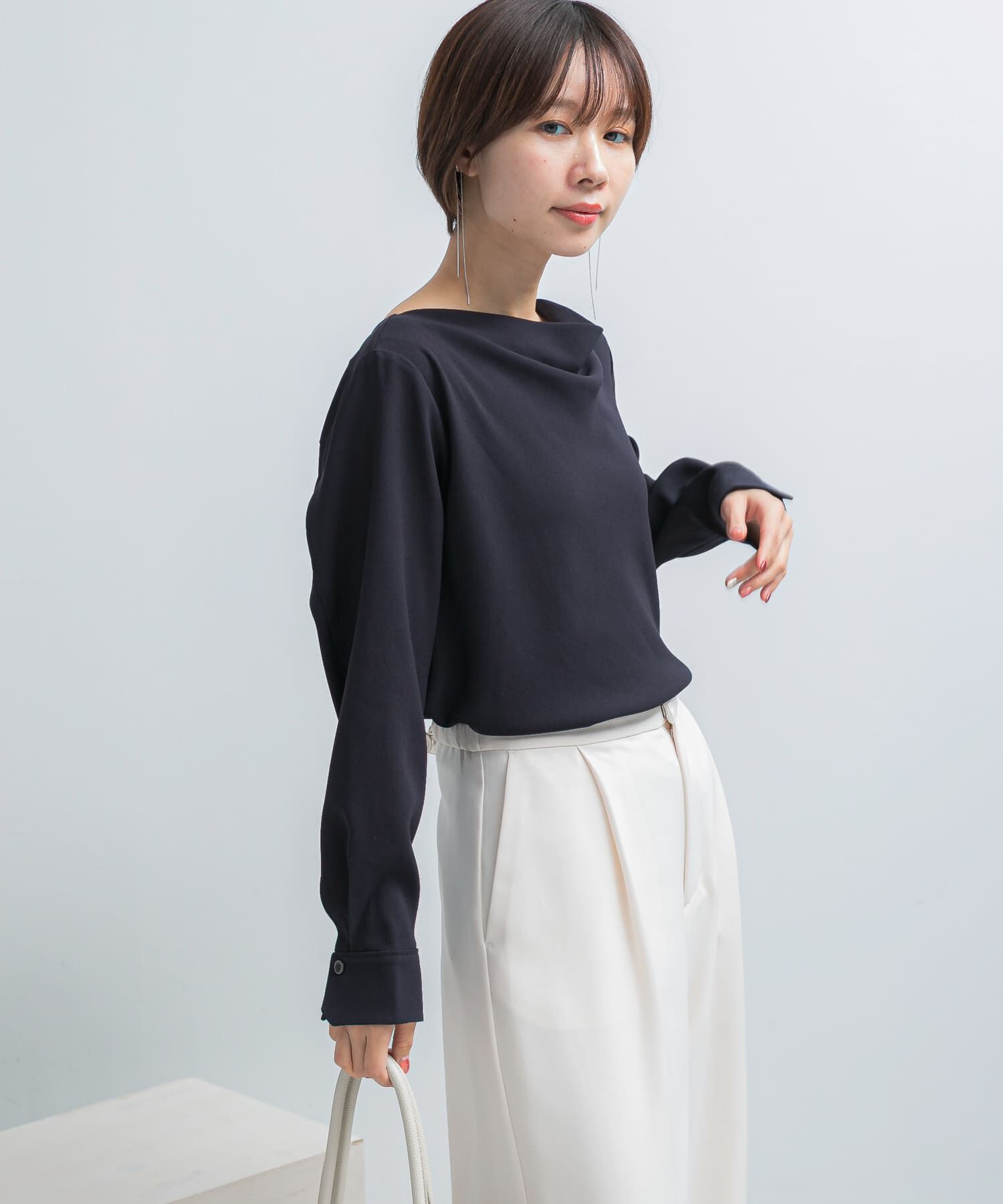 URBAN RESEARCH ROSSO「トリアセテート混ドレープネックブラウス」|シャツ・ブラウス|