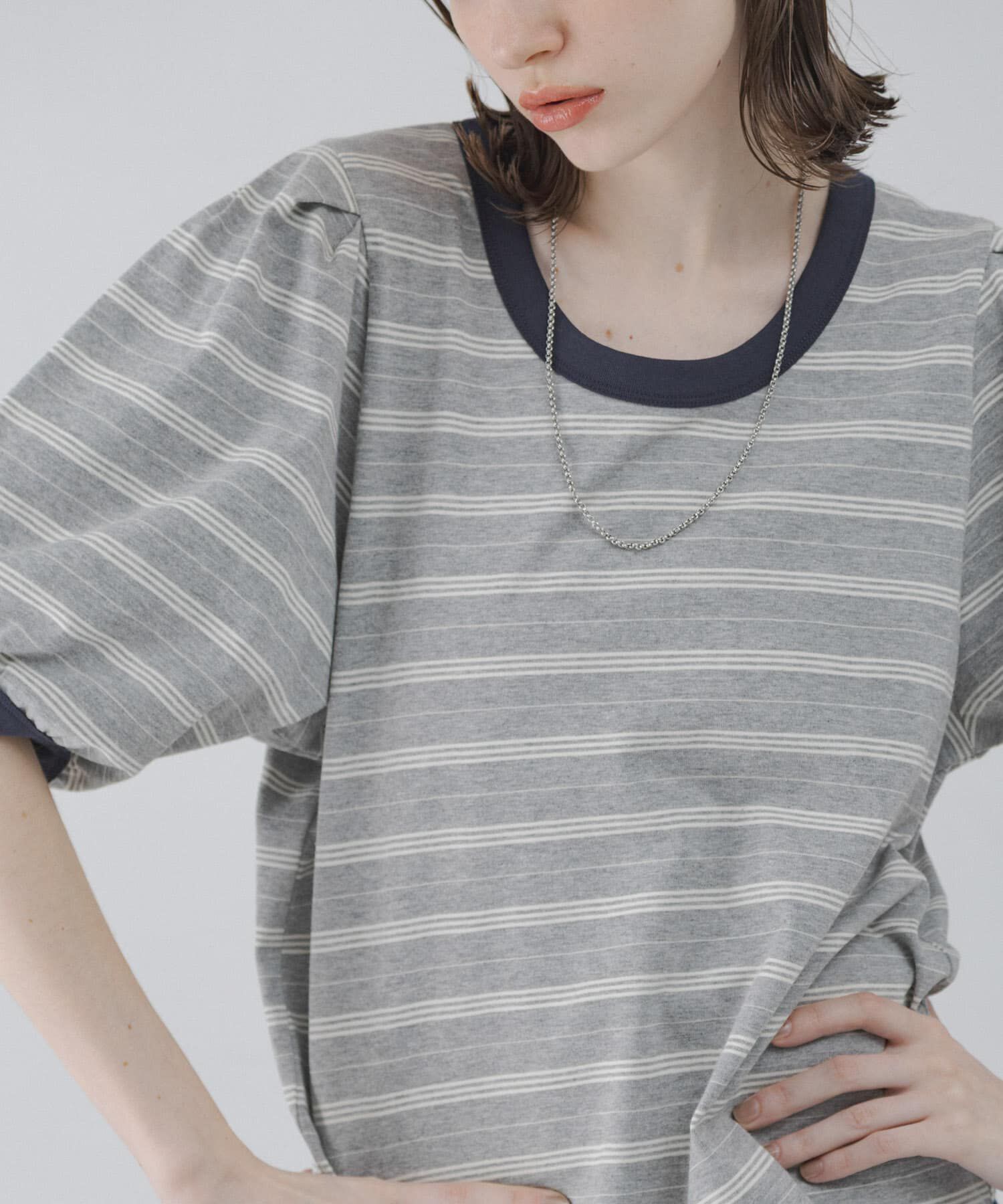 Sonny Label 「マルチボーダーパフスリプルオーバー」|Tシャツ・カットソー|