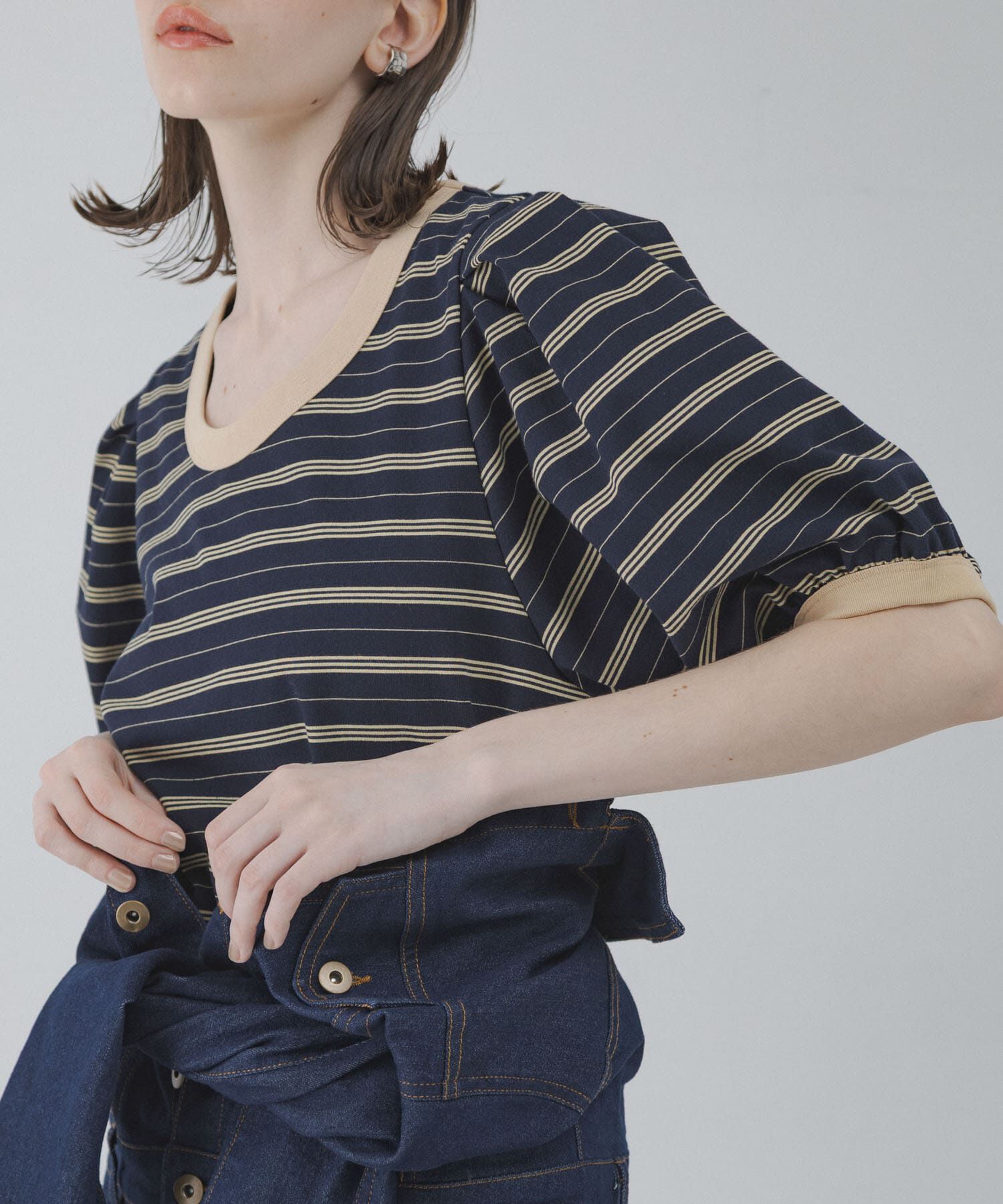 Sonny Label 「マルチボーダーパフスリプルオーバー」|Tシャツ・カットソー|