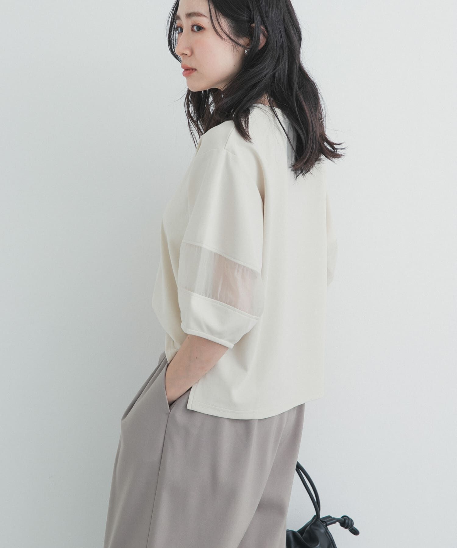 URBAN RESEARCH DOORS「異素材ドッキングスリーブプルオーバー」|Tシャツ・カットソー|