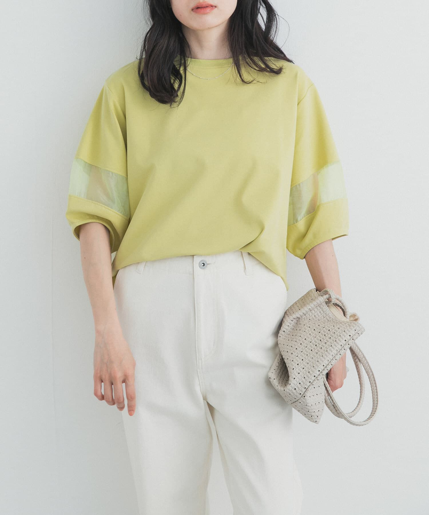 URBAN RESEARCH DOORS「異素材ドッキングスリーブプルオーバー」|Tシャツ・カットソー|