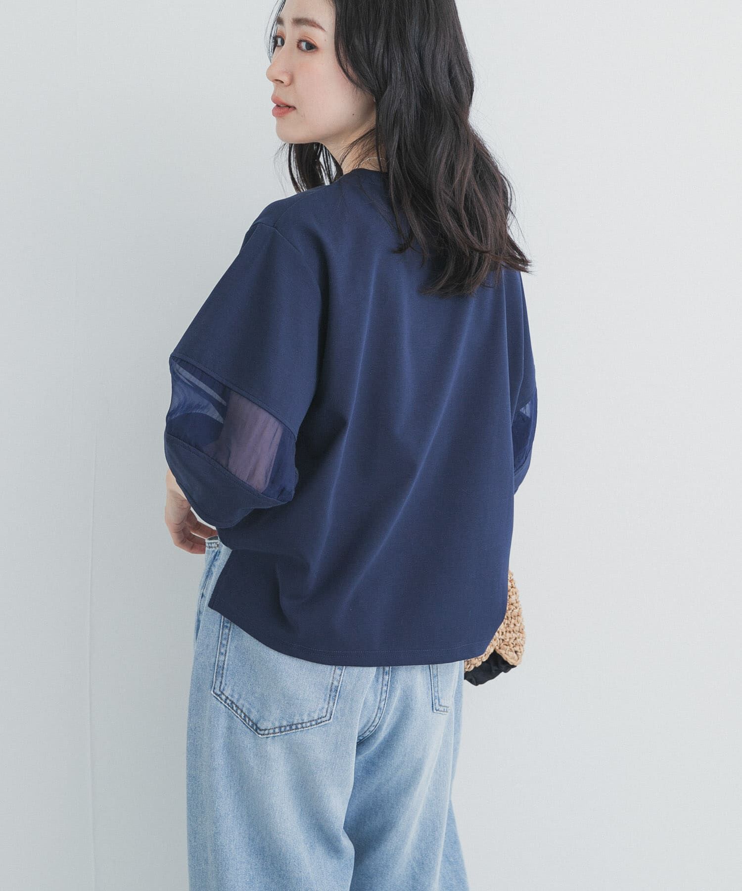 URBAN RESEARCH DOORS「異素材ドッキングスリーブプルオーバー」|Tシャツ・カットソー|