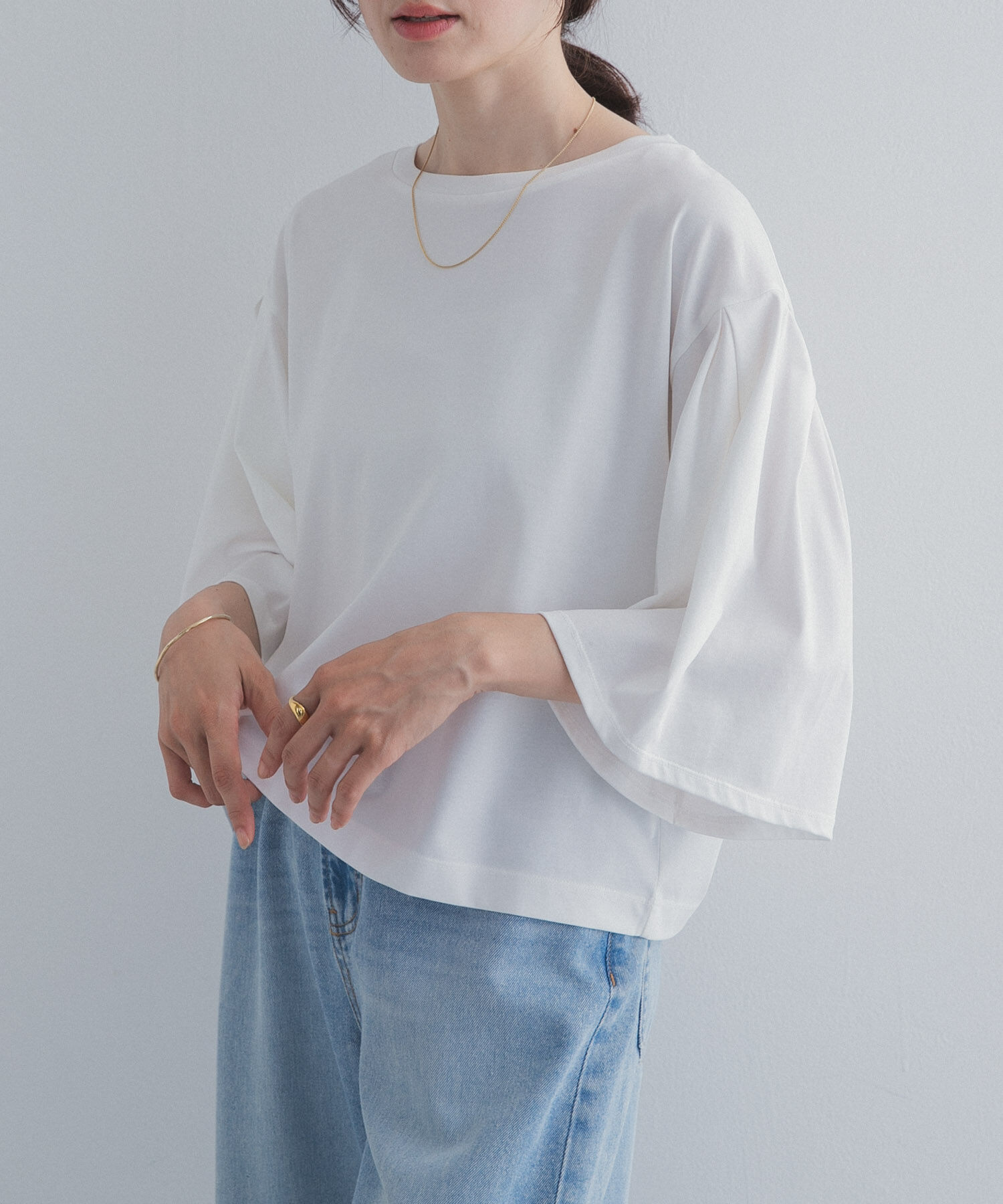 URBAN RESEARCH DOORS「シルケットクロップドプルオーバー」|Tシャツ・カットソー|オフホワイト