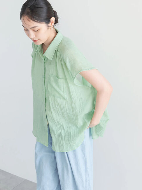 Te chichi「【7色展開】シャンブレーボイルフレンチスリーブシャツ」|シャツ・ブラウス|