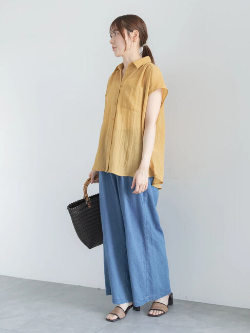 Te chichi「【7色展開】シャンブレーボイルフレンチスリーブシャツ」|シャツ・ブラウス|