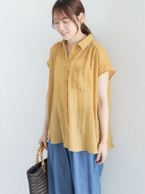 Te chichi「【7色展開】シャンブレーボイルフレンチスリーブシャツ」|シャツ・ブラウス|