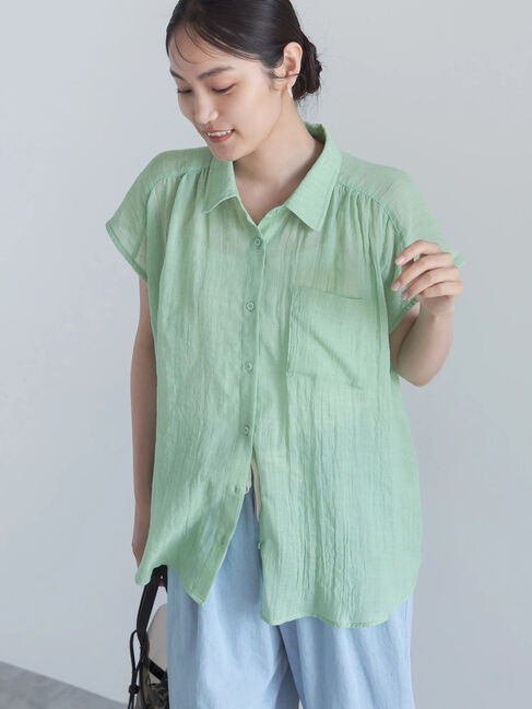 Te chichi「【7色展開】シャンブレーボイルフレンチスリーブシャツ」|シャツ・ブラウス|