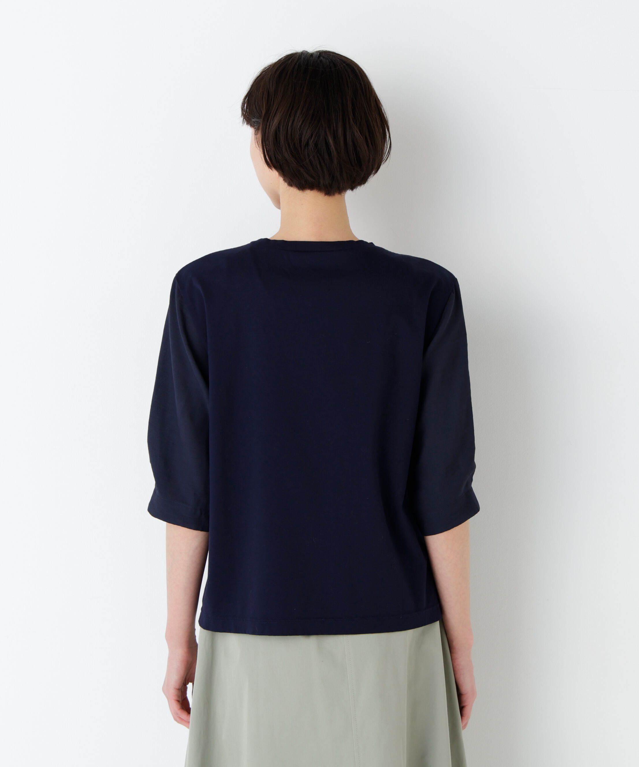  「《洗える》布帛コンビカットソー」|Tシャツ・カットソー|