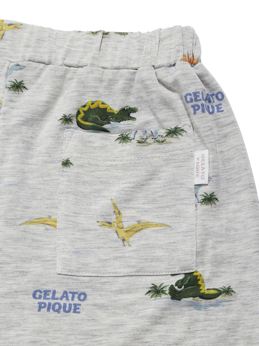 GELATO PIQUE KIDS & BABY「【JUNIOR】【接触冷感】スリーピングダイナソーTシャツ&柄ショートパンツセット」|ルームウェア|
