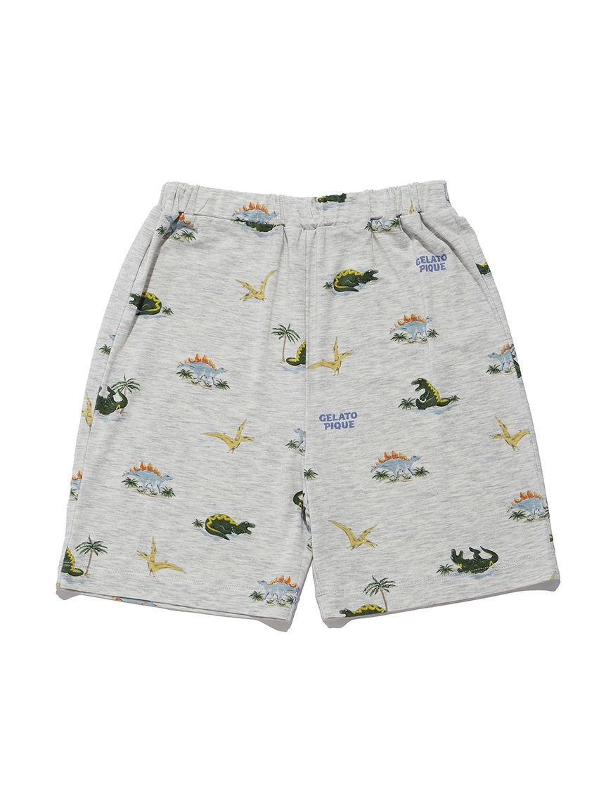 GELATO PIQUE KIDS & BABY「【JUNIOR】【接触冷感】スリーピングダイナソーTシャツ&柄ショートパンツセット」|ルームウェア|