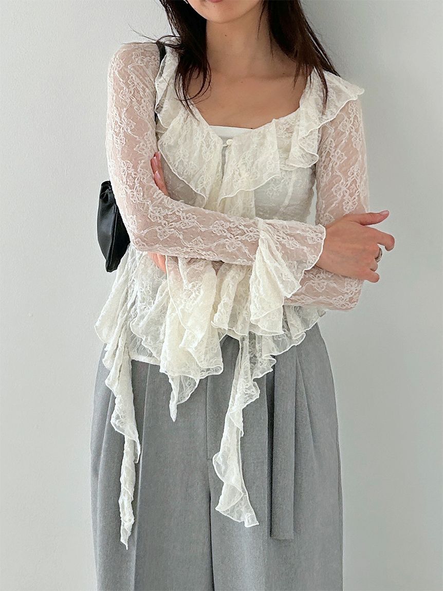 SNIDEL「カットレースフリルプルオーバー」|Tシャツ・カットソー|