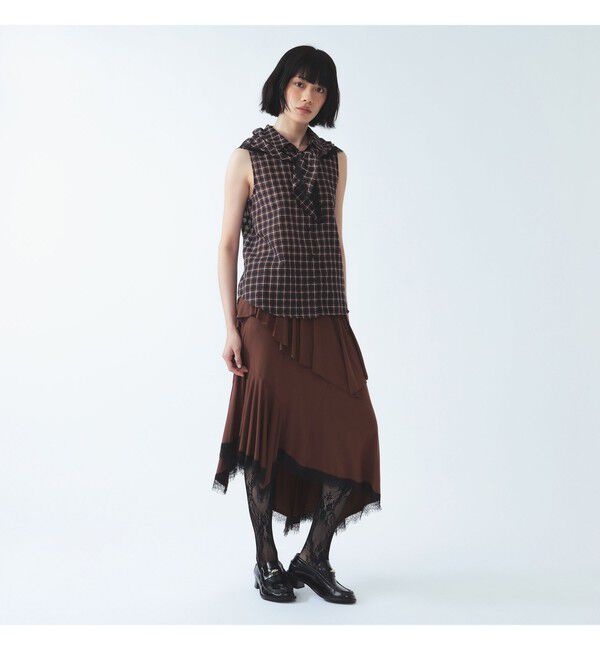 Ray BEAMS 「チェック バブーシュカ ノースリーブ シャツ」|シャツ・ブラウス|