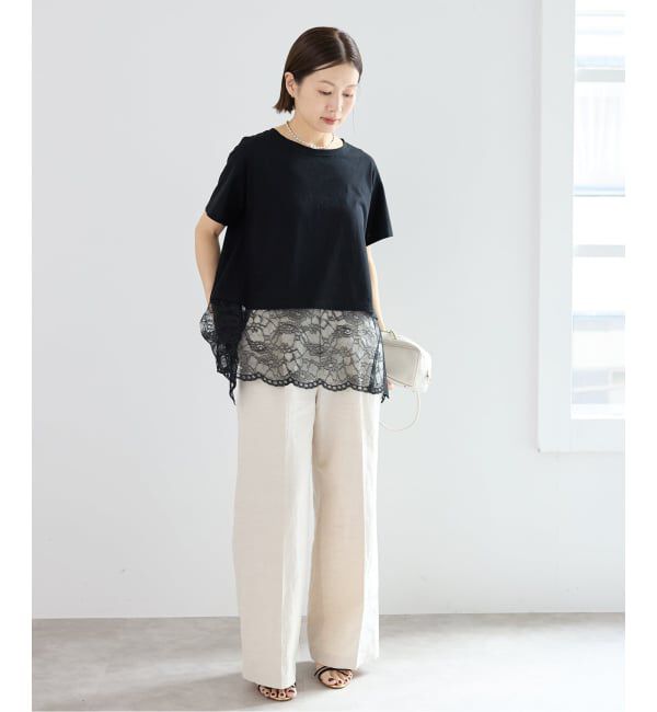 IENA「レースコンビTシャツ」|Tシャツ・カットソー|