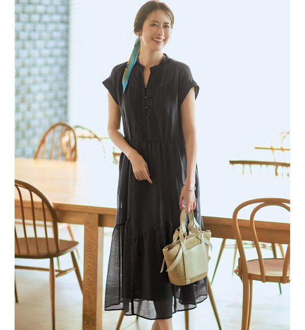 23区「【WEB&一部店舗限定】シアーワッシャー レース ワンピース」|ワンピース|グレー系