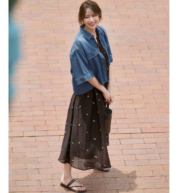 23区「【WEB&一部店舗限定】シアーワッシャー 刺繍 ワンピース」|ワンピース|