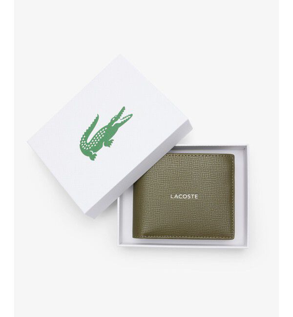 LACOSTE「オシアン グレインレザー2つ折りウォレット」|財布|モスグリーン