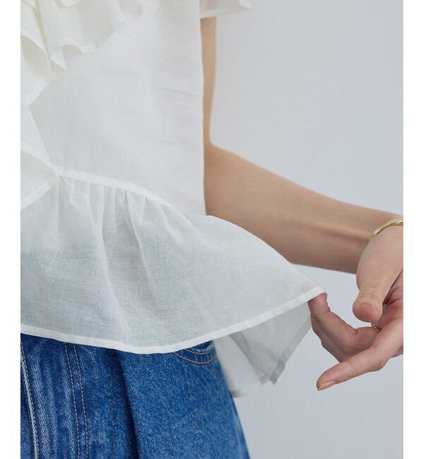 SALON adam et rope'「【WEB限定】コットンオーガンジーラッフルフリルブラウス」|シャツ・ブラウス|