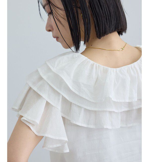 SALON adam et rope'「【WEB限定】コットンオーガンジーラッフルフリルブラウス」|シャツ・ブラウス|