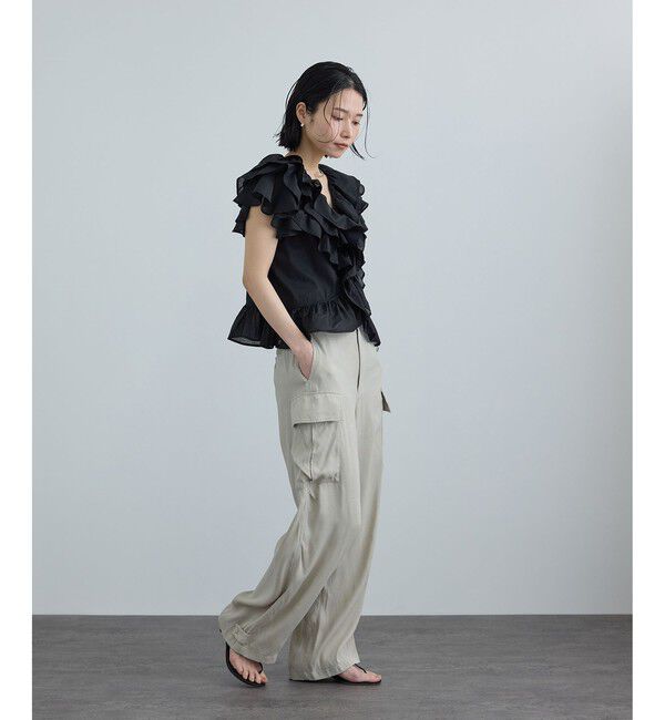 SALON adam et rope'「【WEB限定】コットンオーガンジーラッフルフリルブラウス」|シャツ・ブラウス|