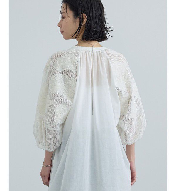 SALON adam et rope'「【WEB限定】ネット刺繍レースワンピース」|ワンピース|
