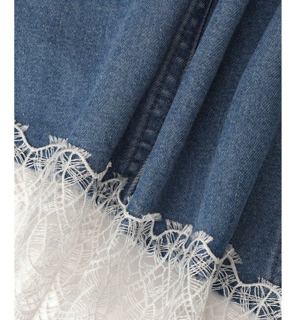 ADAM ET ROPE'「【WEB限定】レースコンビデニムキャミ」|キャミソール|