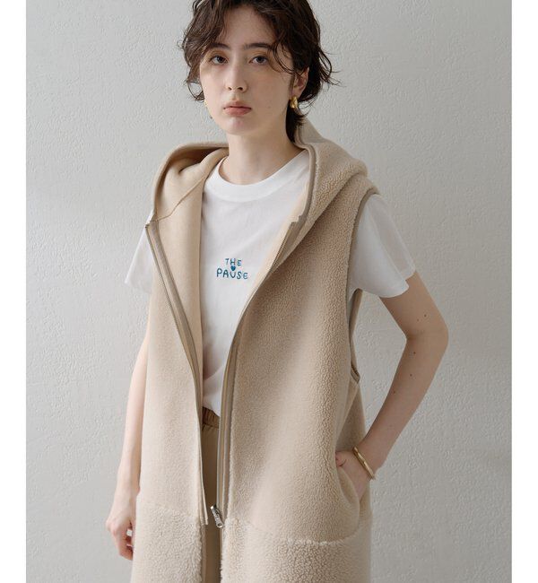 THE PAUSE「【THE PAUSE】ボアフードロングジレ＜WEB限定＞」|ベスト・ジレ|