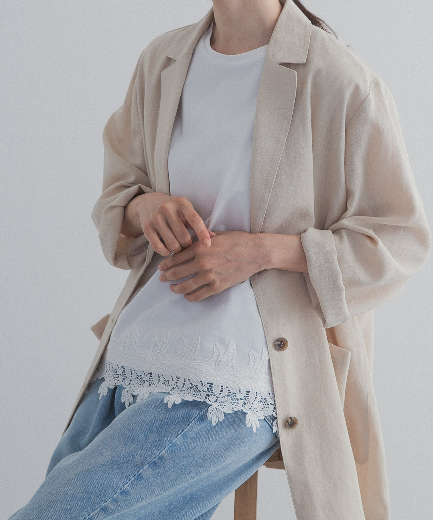 URBAN RESEARCH DOORS「裾レースノースリーブプルオーバー」|Tシャツ・カットソー|