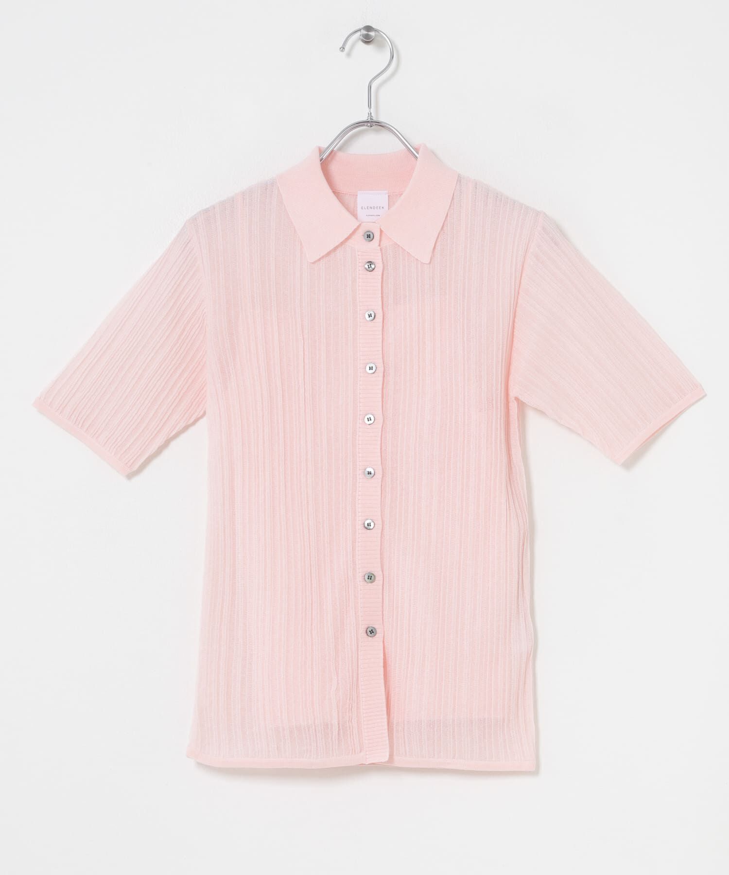 URBAN RESEARCH ROSSO「ELENDEEK　SHEER PLEATS KNIT TOP」|カーディガン|ピンク