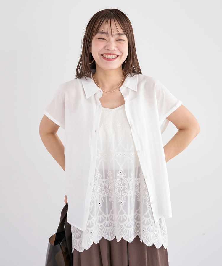 Green Parks「SET2点刺しゅうキャミ+シャツ」|シャツ・ブラウス|