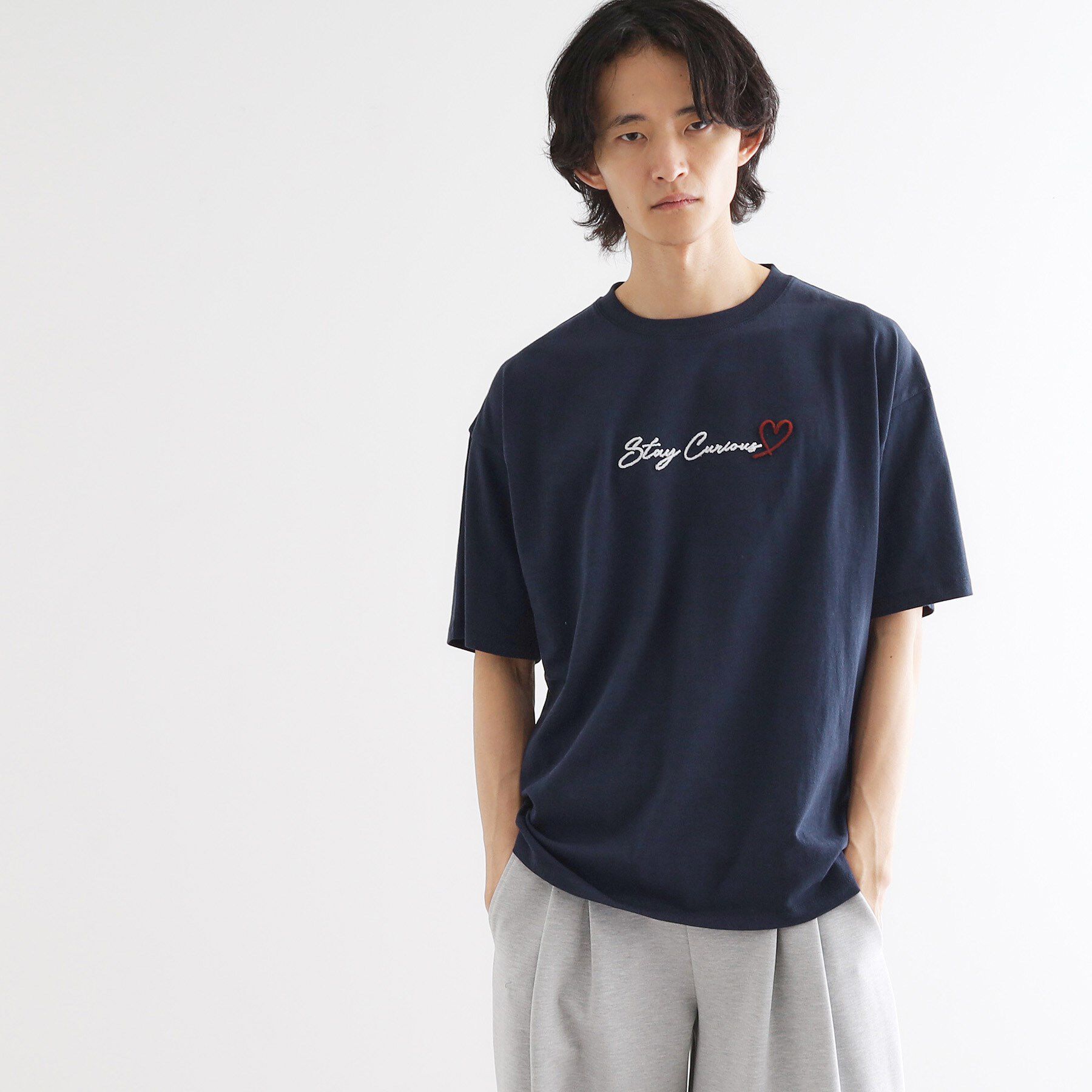 tk.TAKEO KIKUCHI「ハート＆フラワーTシャツ」|Tシャツ・カットソー|ネイビー(094)