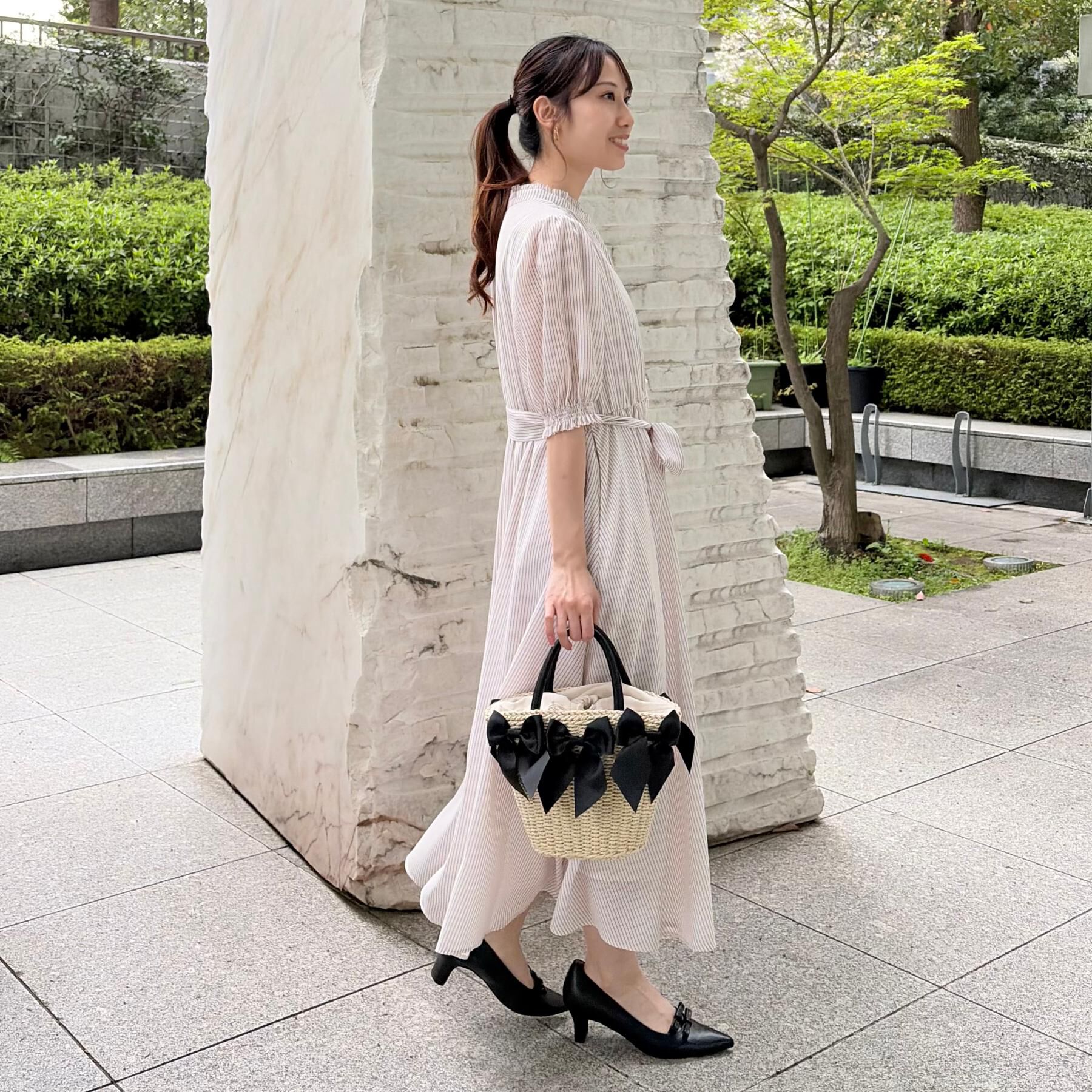 Couture broach「【洗える】シアーストライプ ワンピース」|ワンピース|