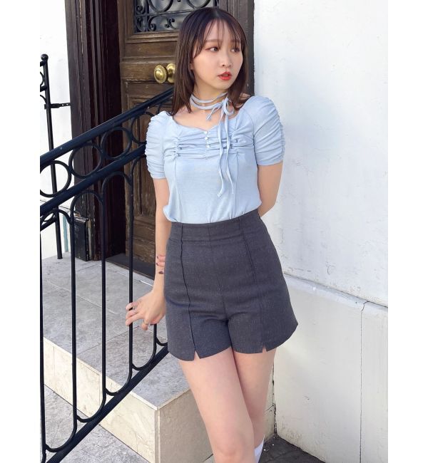 dazzlin「タイ付ギャザーカットトップス」|Tシャツ・カットソー|
