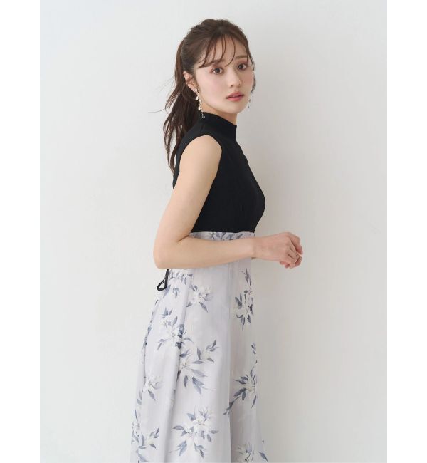 MERCURYDUO「花柄ドッキングバックレースアップワンピース」|ワンピース|