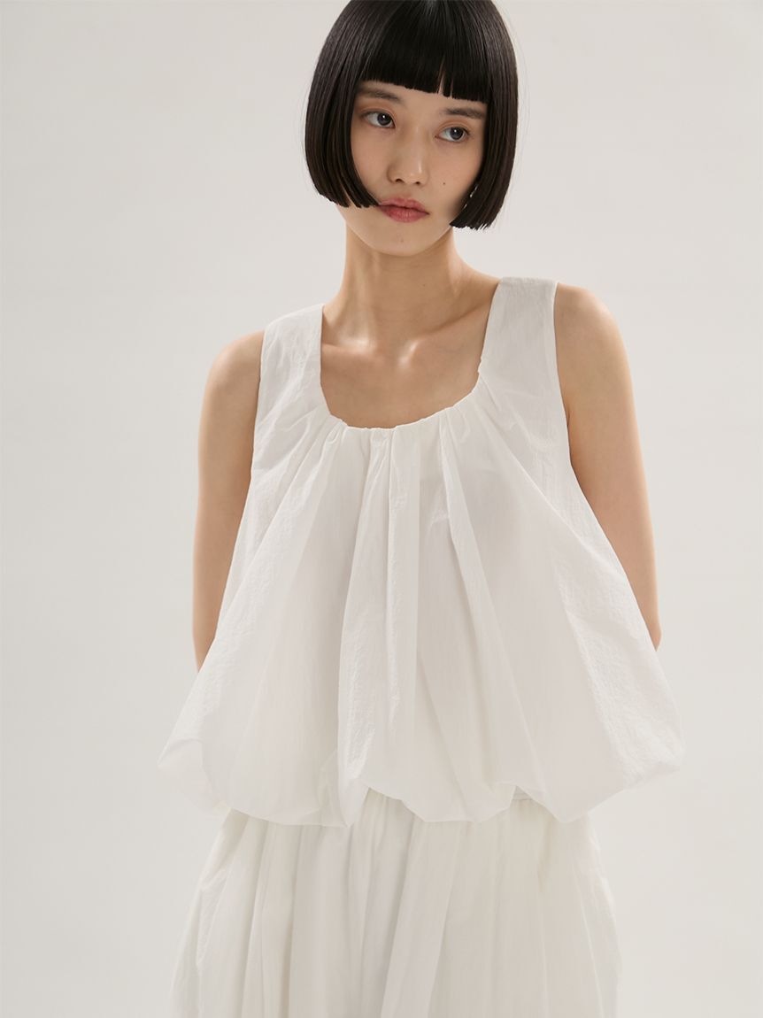 emmi atelier「ワッシャーナイロンバルーンビスチェ【セットアップ対応】」|ベスト・ジレ|WHT