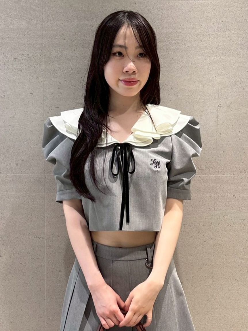 LILY BROWN「【LILY BROWN&times;Hearts2Hearts】フレアカラートップス」|Tシャツ・カットソー|GRY