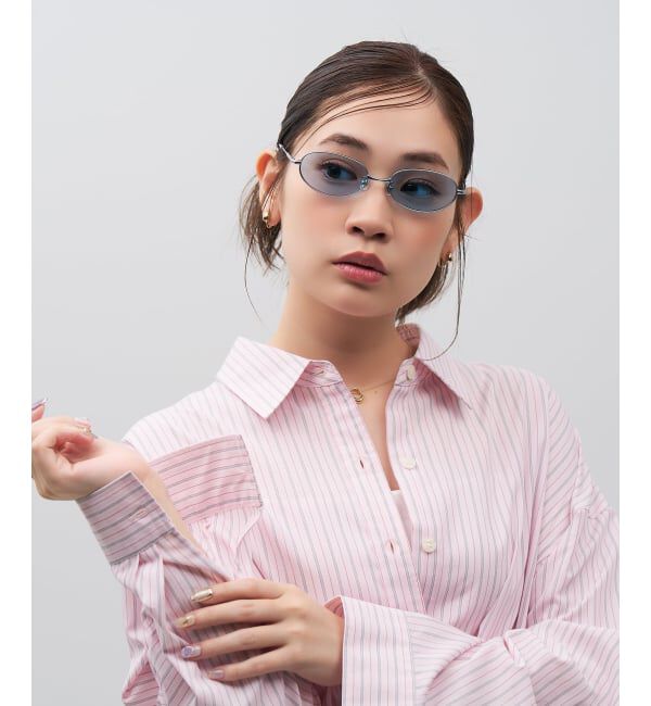  「SUNCUTGlasses/UV100%CUT オーバル型 サングラス | メタルフレーム カラーレンズ  紫外線対策 UVカット」|サングラス|シルバー2
