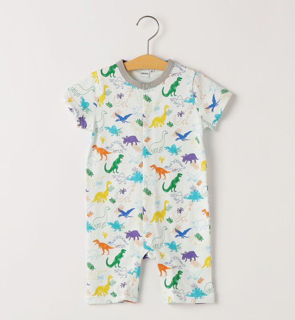 SHIPS KIDS「SHIPS KIDS:70～80cm / ダイナソー ロンパース」|ロンパース|オフホワイト